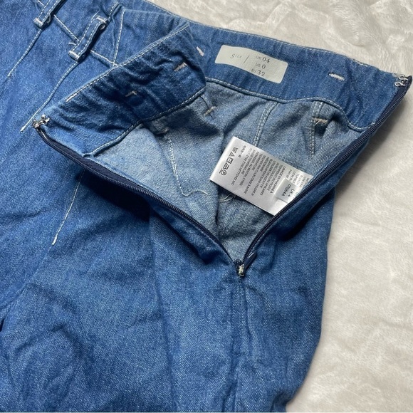 Anthropologie Pilcro Ruffled Hem High Rise Ultra Wide Leg Flare Crop Jeans - Picture 9 of 16